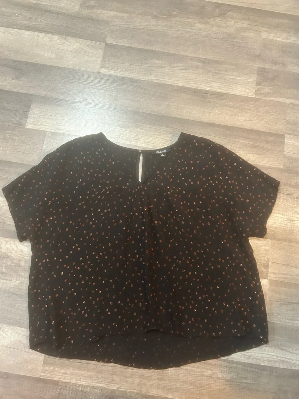 Madewell Black Blouse with Copper Dot Accents Size Small - Picture 1 of 5